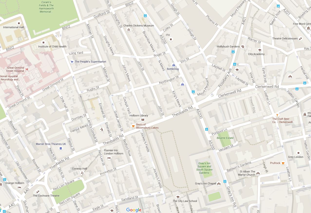 map around Dombey Street, London