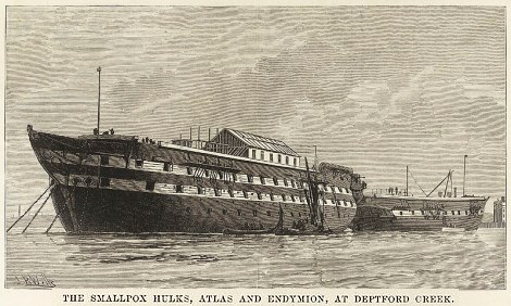 Print of Hospital Ships at Deptford