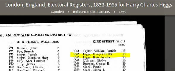 1950 Census entry showing Kit and Harry at Kirk Street